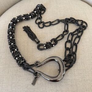 CHICO’S Rhinestone Laden Chain Belt in Gunmetal Gray